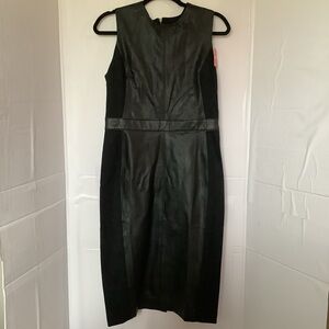 SPANX NWT Sleeveless Faux  Black Leather Fitted Sheath Dress‎ Size Medium